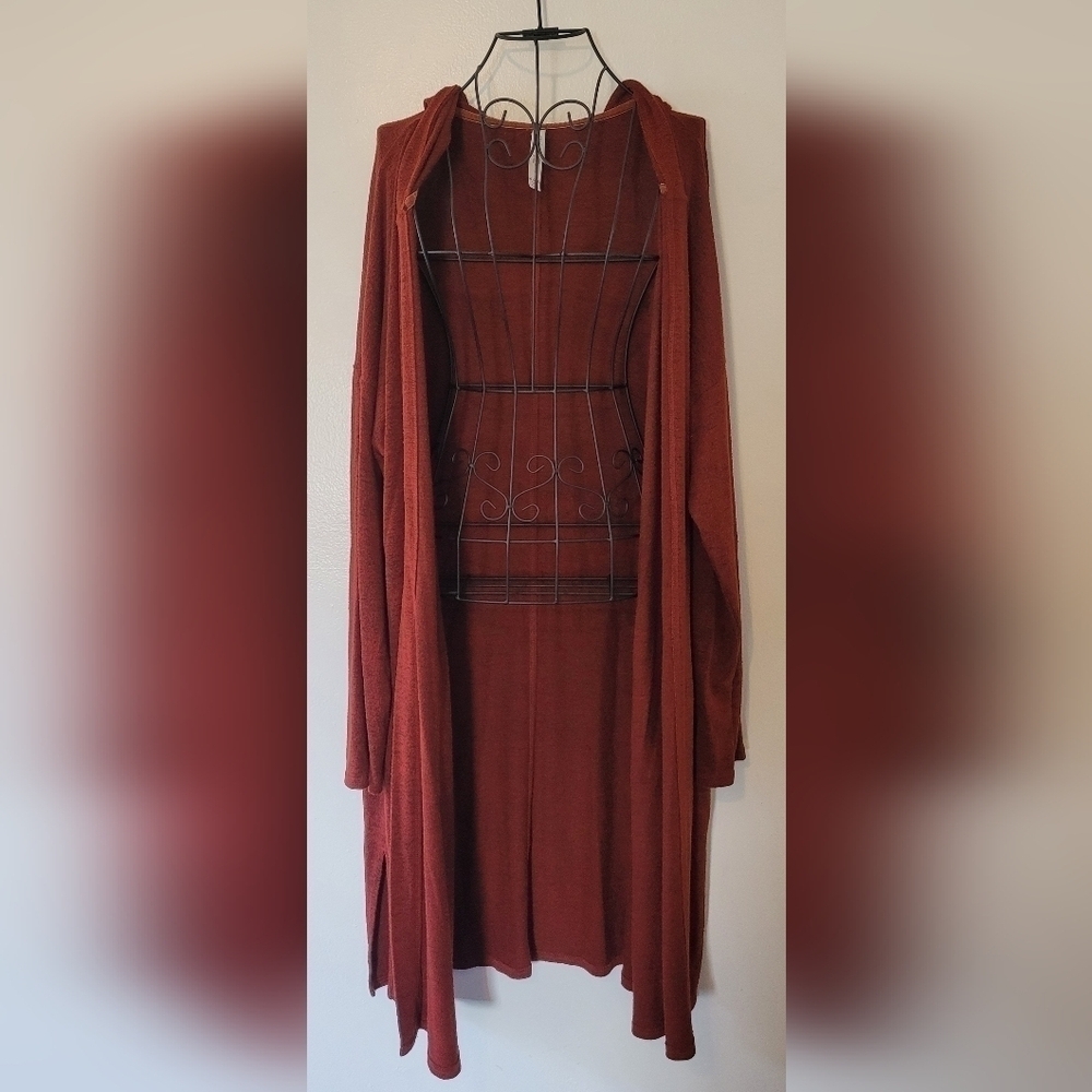 Gilligan & O’Malley Sleepwear Cardigan Womens Long Open Front Soft Hooded XL/XXL